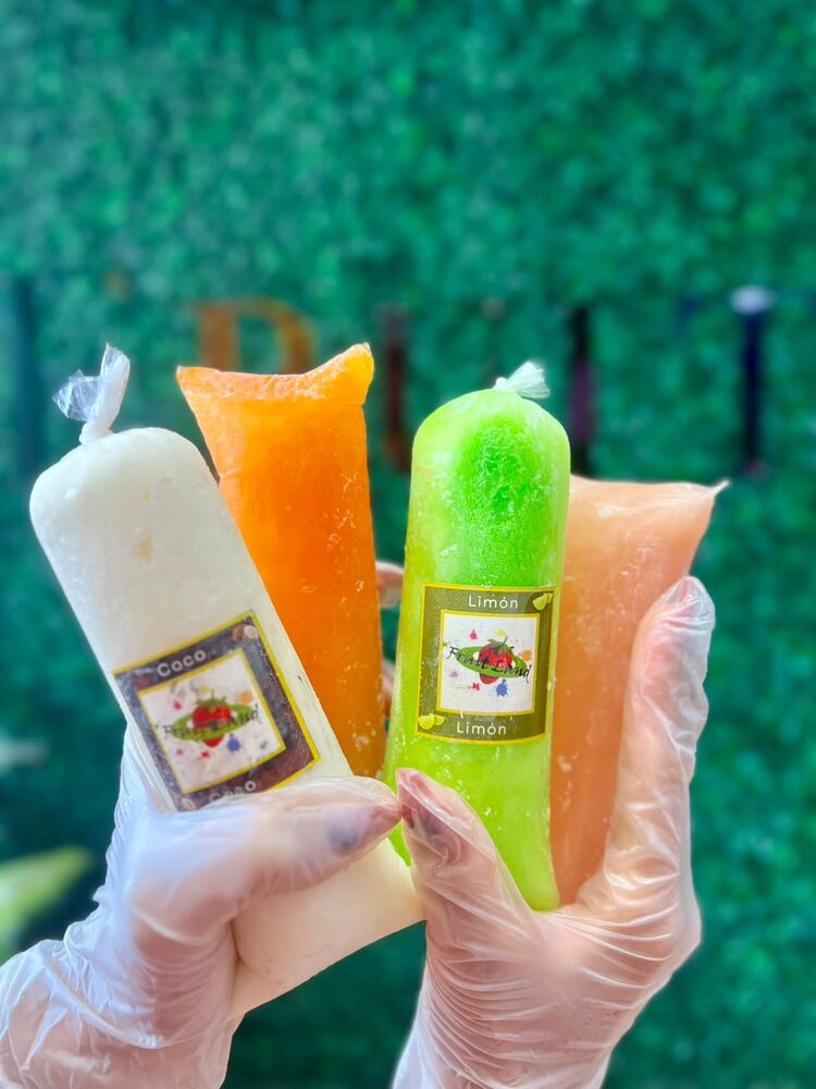 Coconut, mango and limon paletas from Fruit Land