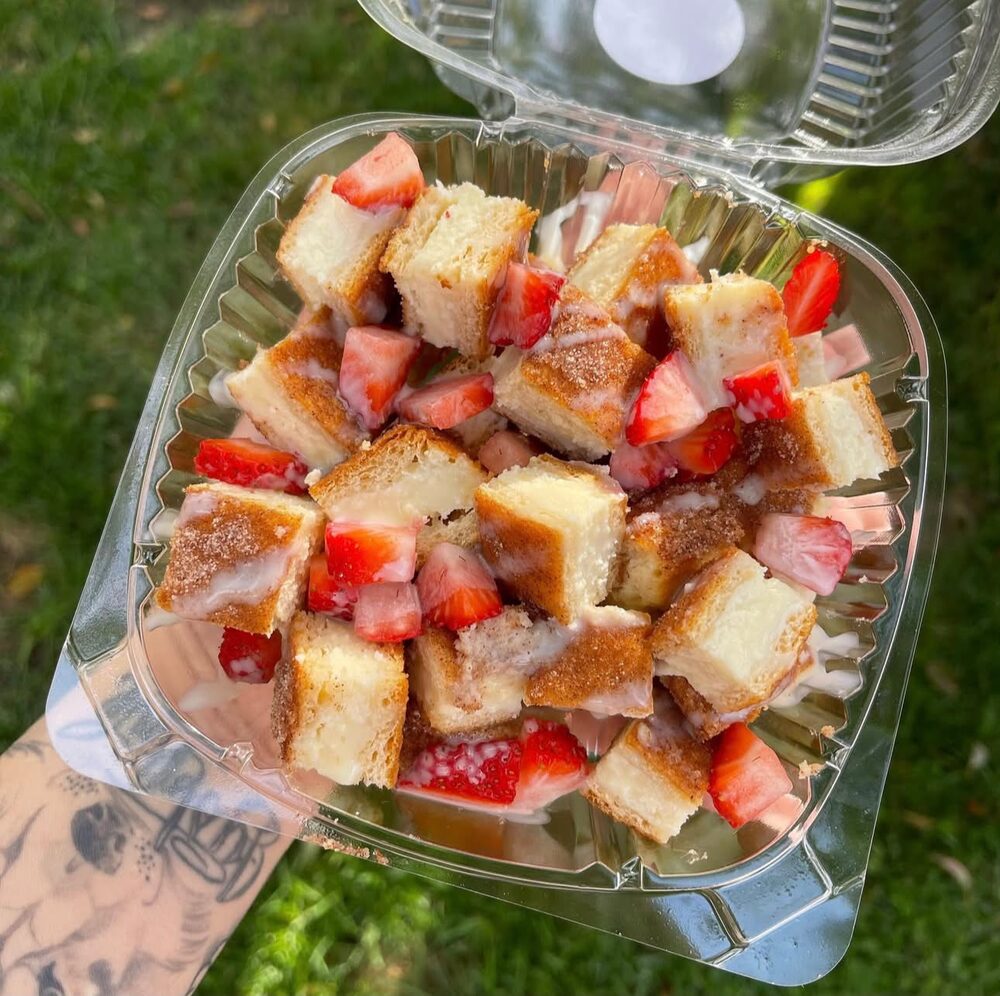 Strawberry and cream dessert platter for an event
